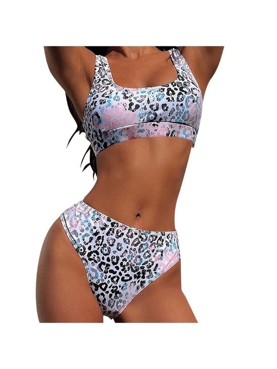 SHEIN Other - NWOT Shein | Pink & Black Animal Print High Waist Bikini Set Size Large